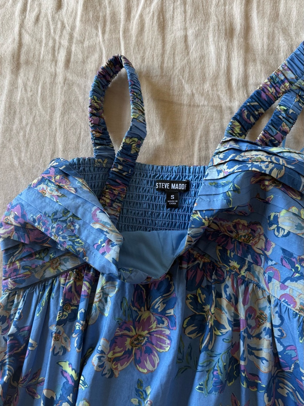 Steve Madden Blue Floral Ruffled Sundress - Picture 2 of 3